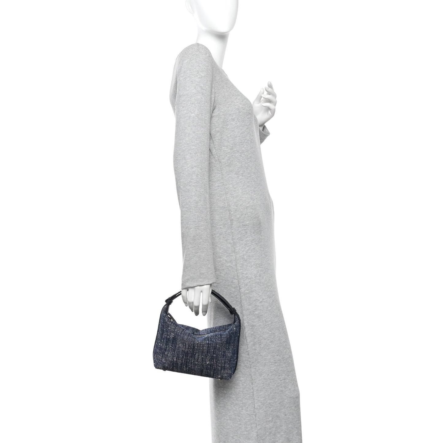 Denim Boucle Wallace Shoulder Bag Navy White Space