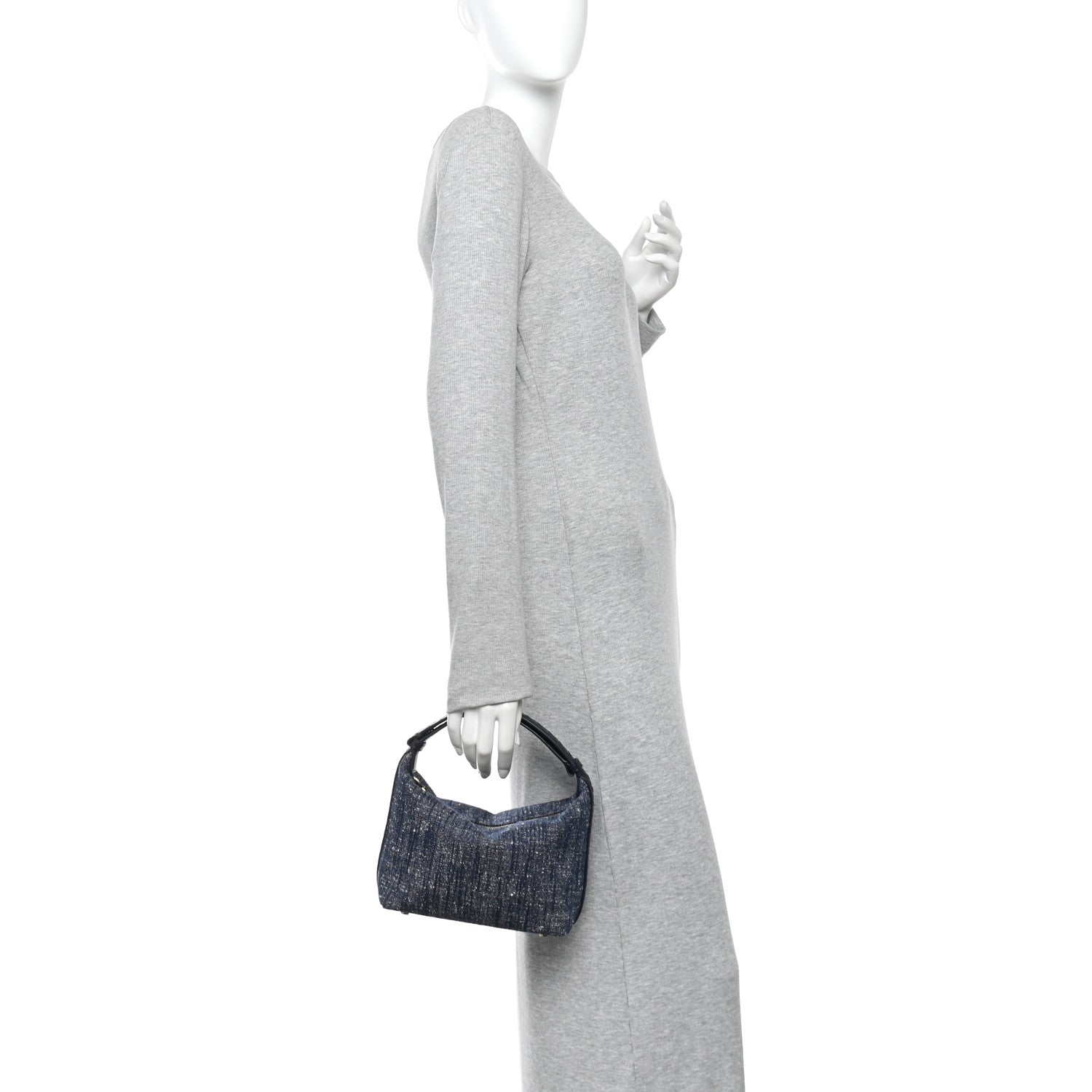 Bottega Veneta Denim Boucle Wallace Shoulder Bag Navy White Space 2 of 10