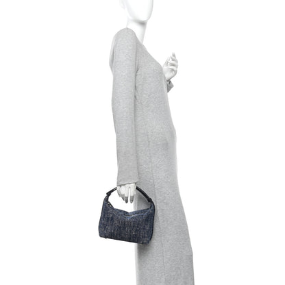 Bottega Veneta Denim Boucle Wallace Shoulder Bag Navy White Space 2 of 10