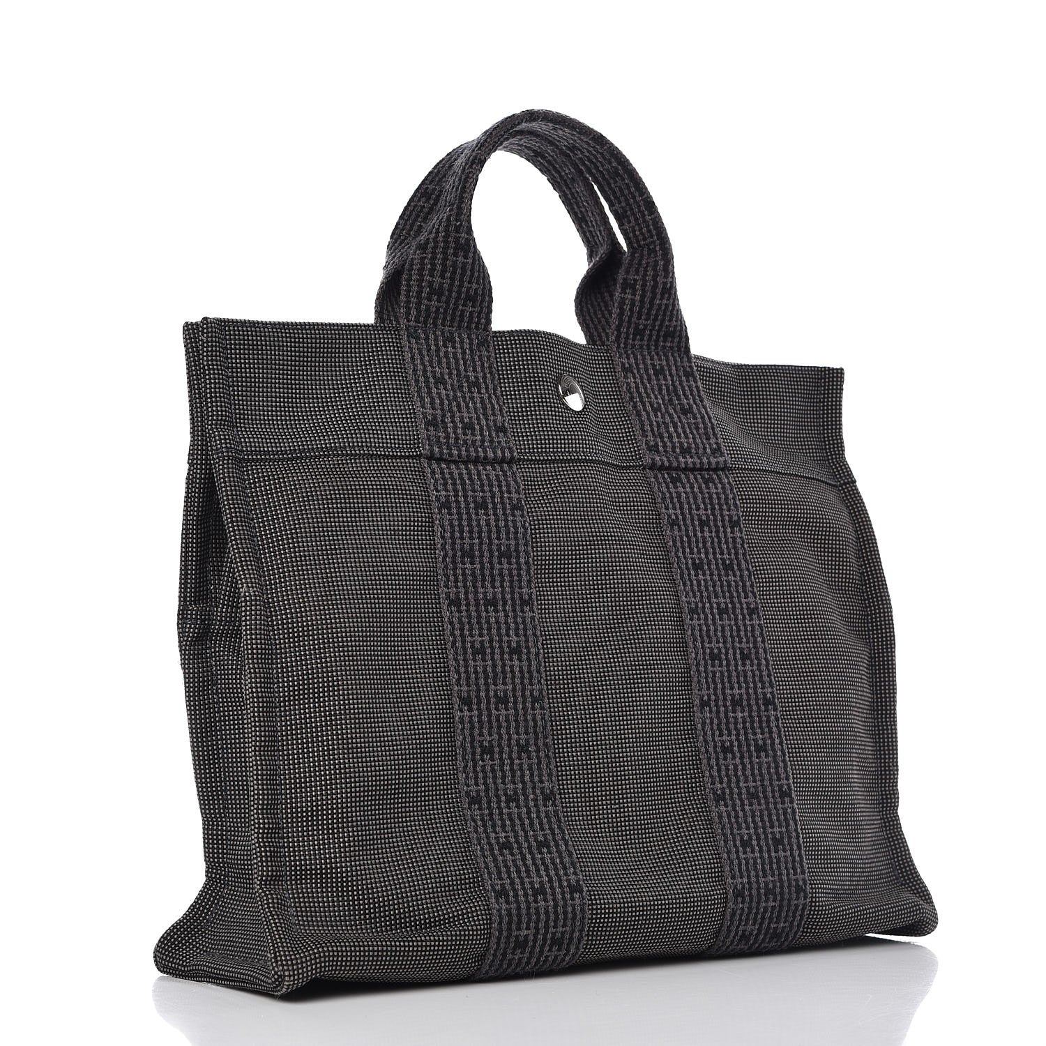 Hermes Canvas Herline PM Tote Grey 3 of 9
