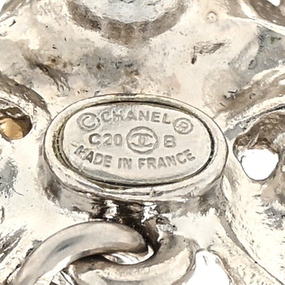 Chanel Crystal Pearl Bow CC Earrings Silver 4 of 4