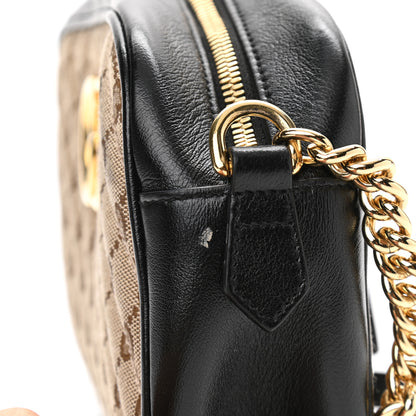 Gucci Monogram Matelasse Diagonal Small GG Marmont Chain Shoulder Bag Beige Black 13 of 13