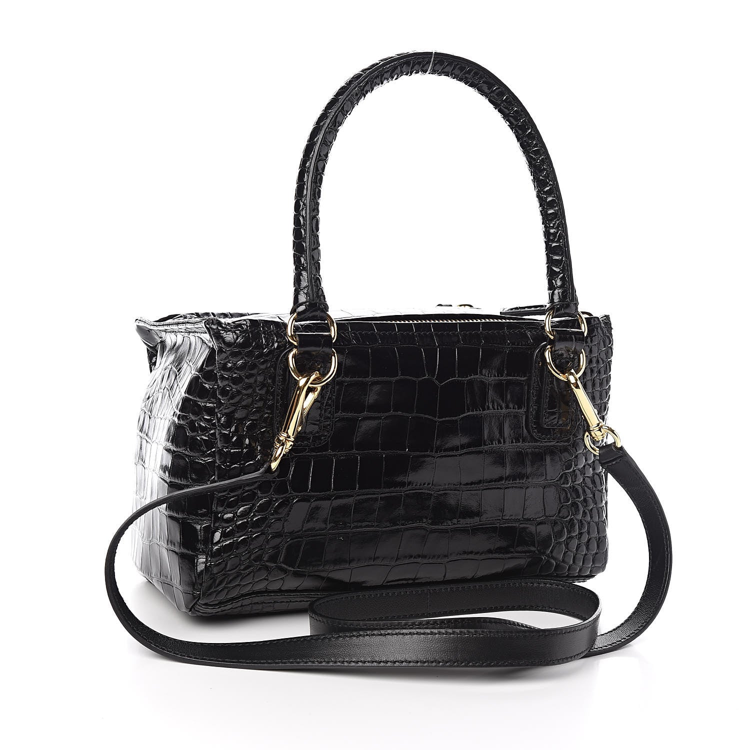 Givenchy Calfskin Crocodile Embossed Small Pandora Black 3 of 10