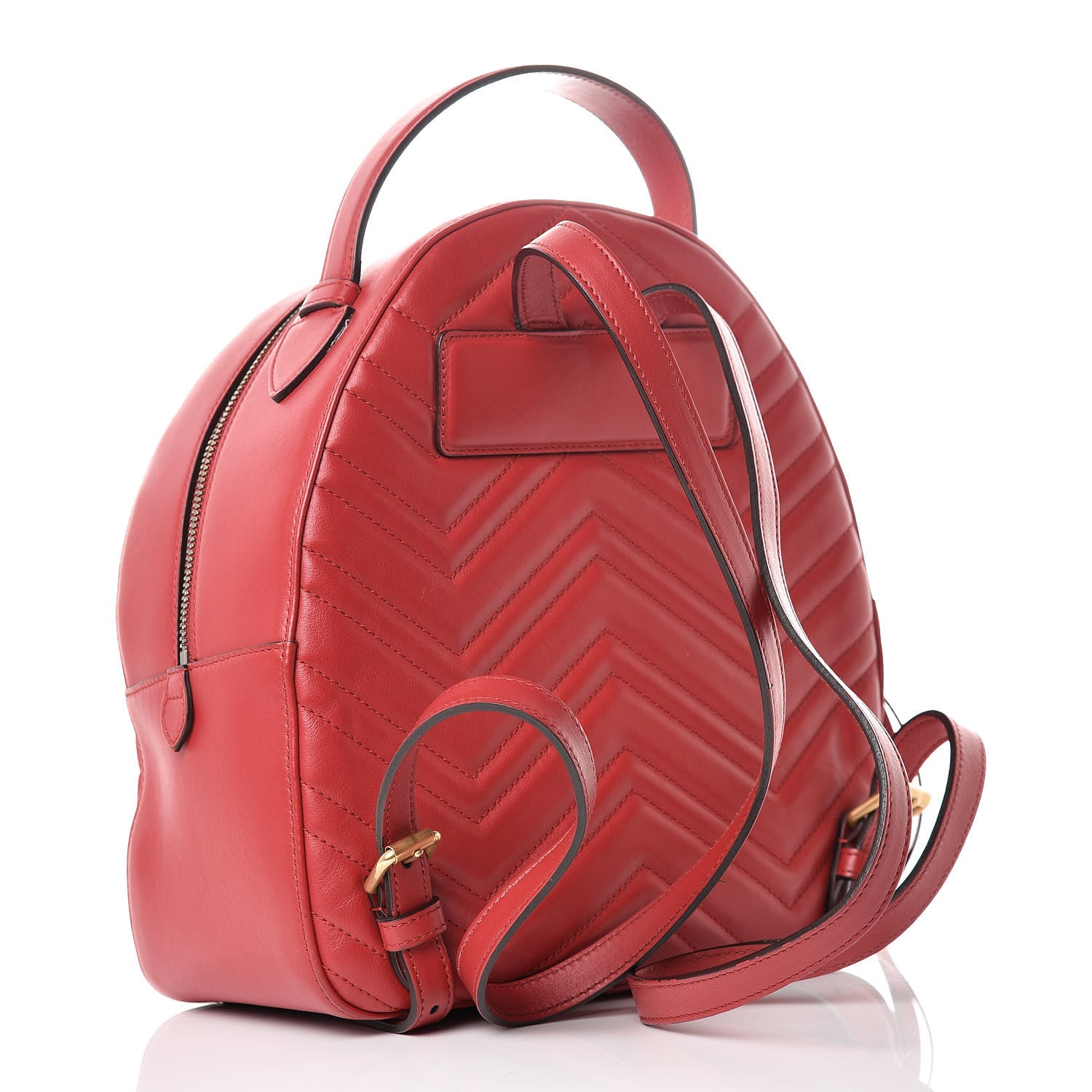 Gucci Calfskin Matelasse GG Marmont Dome Backpack Hibiscus Red 3 of 12