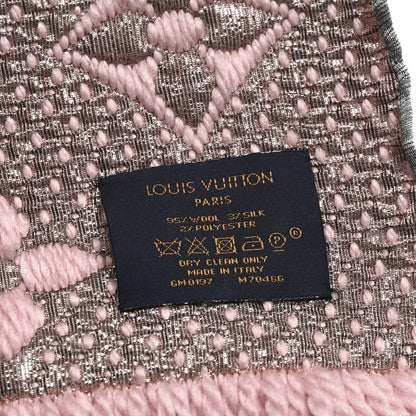 Louis Vuitton Wool Silk Logomania Shine Scarf Pink 3 of 3