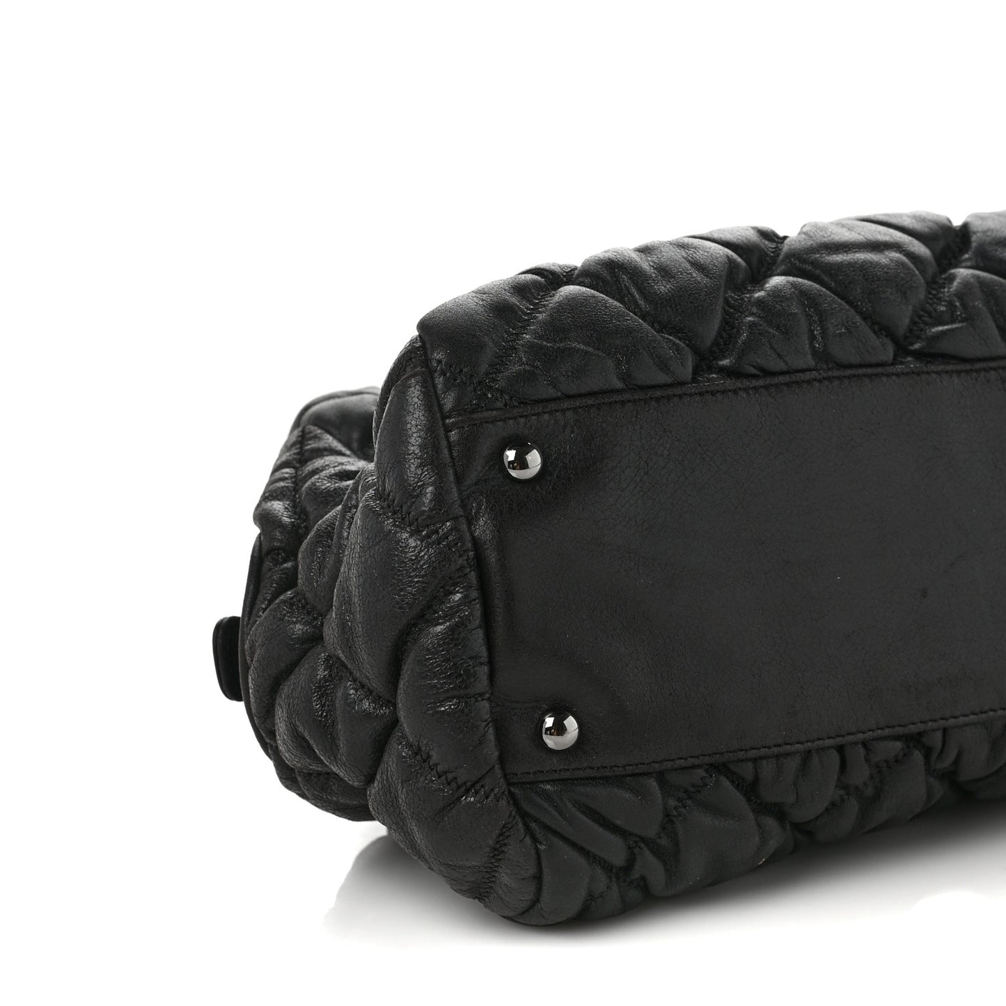 Calfskin Bubble Quilt Bowler Black