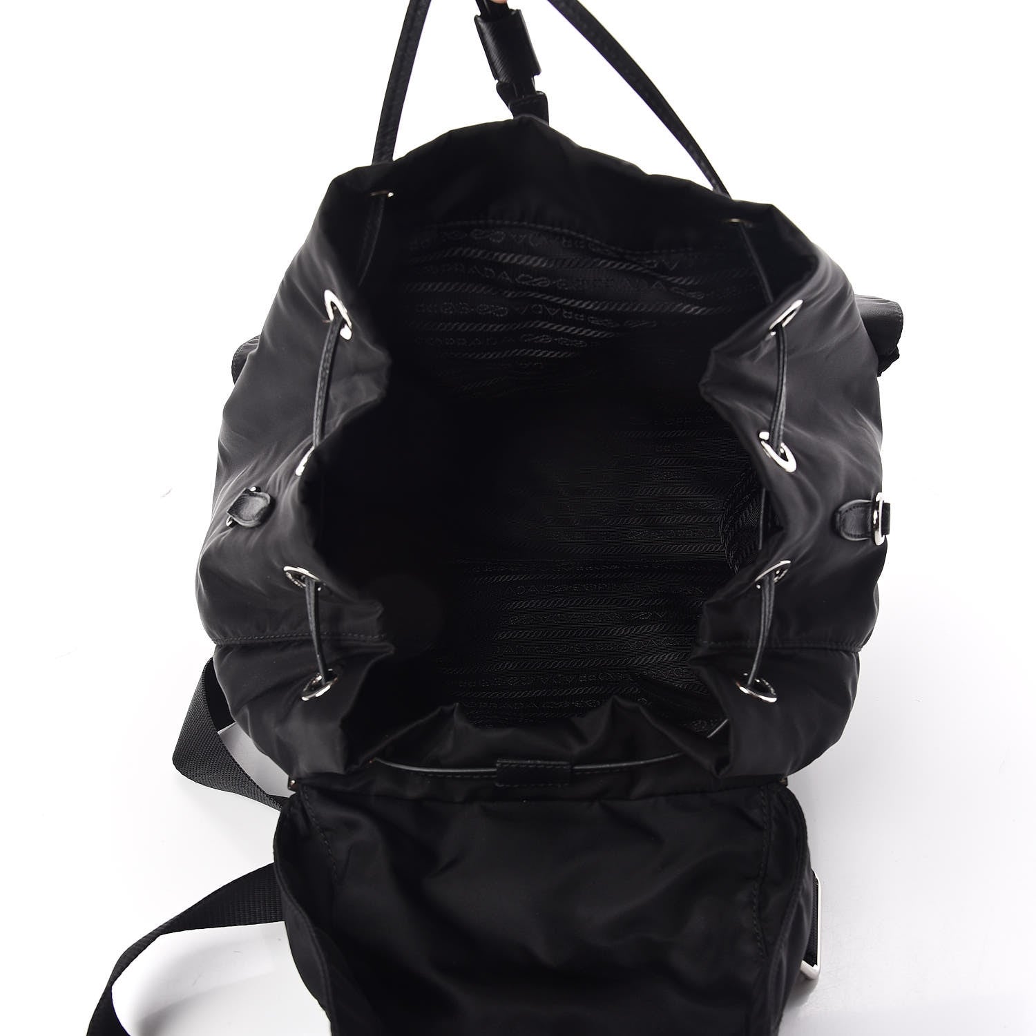 Prada Nylon New Vela Studded Backpack Black Fuoco 7 of 9
