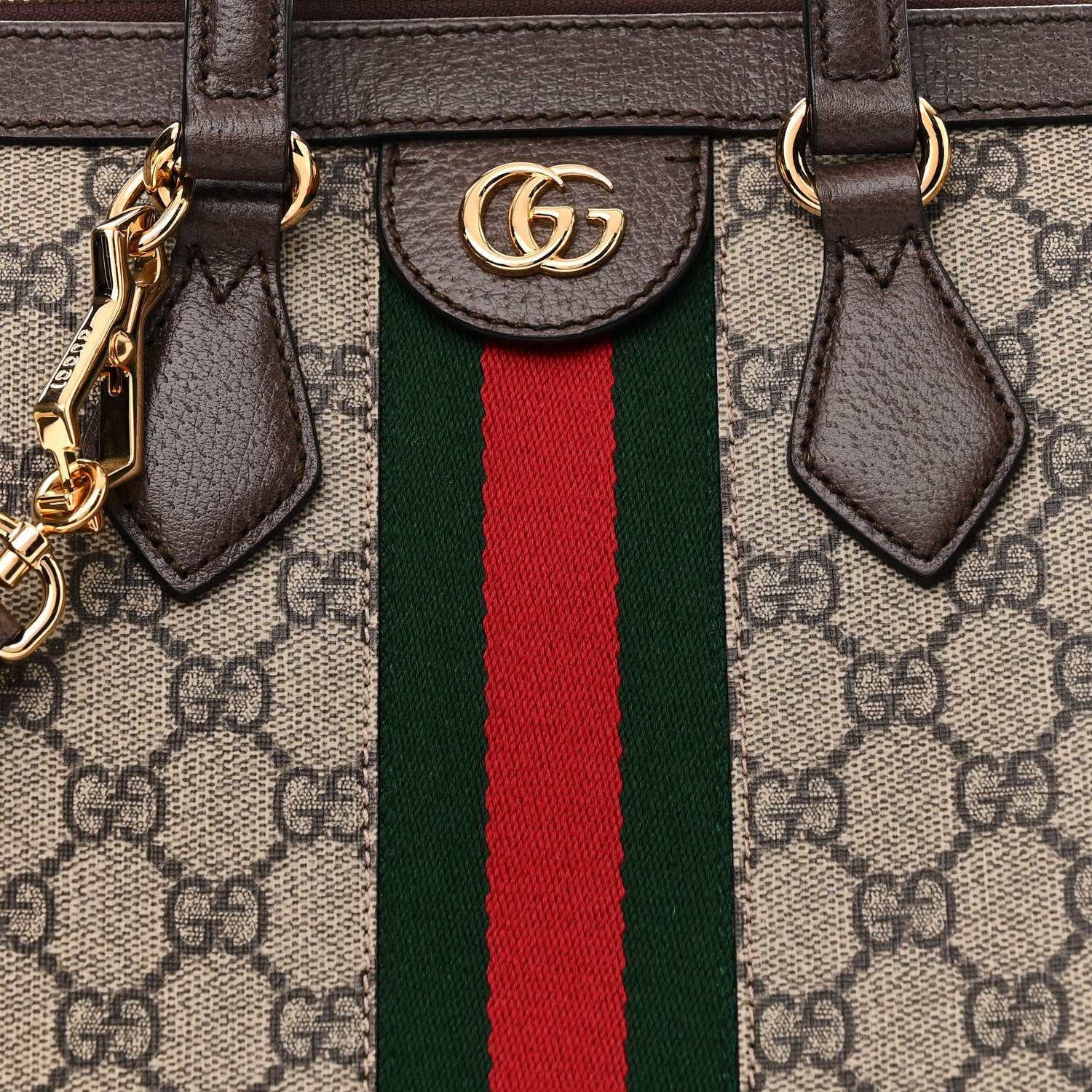 Gucci GG Supreme Monogram Web Medium Ophidia Tote Bag Brown 8 of 11