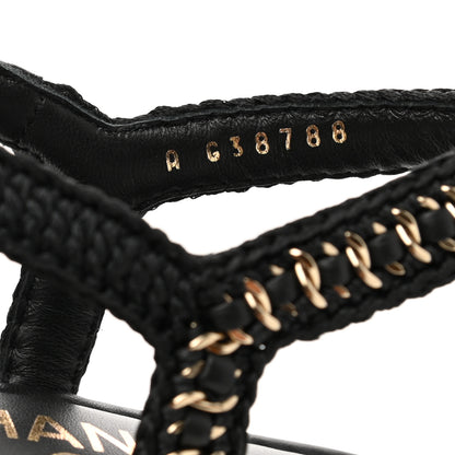 Chanel Lambskin Embroidered CC Thong Sandals 41 Black 8 of 9