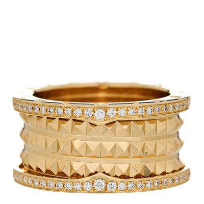 Bulgari 18K Yellow Gold Diamond B.Zero1 Rock Four-Band Pave Ring 59 8.75 1 of 8