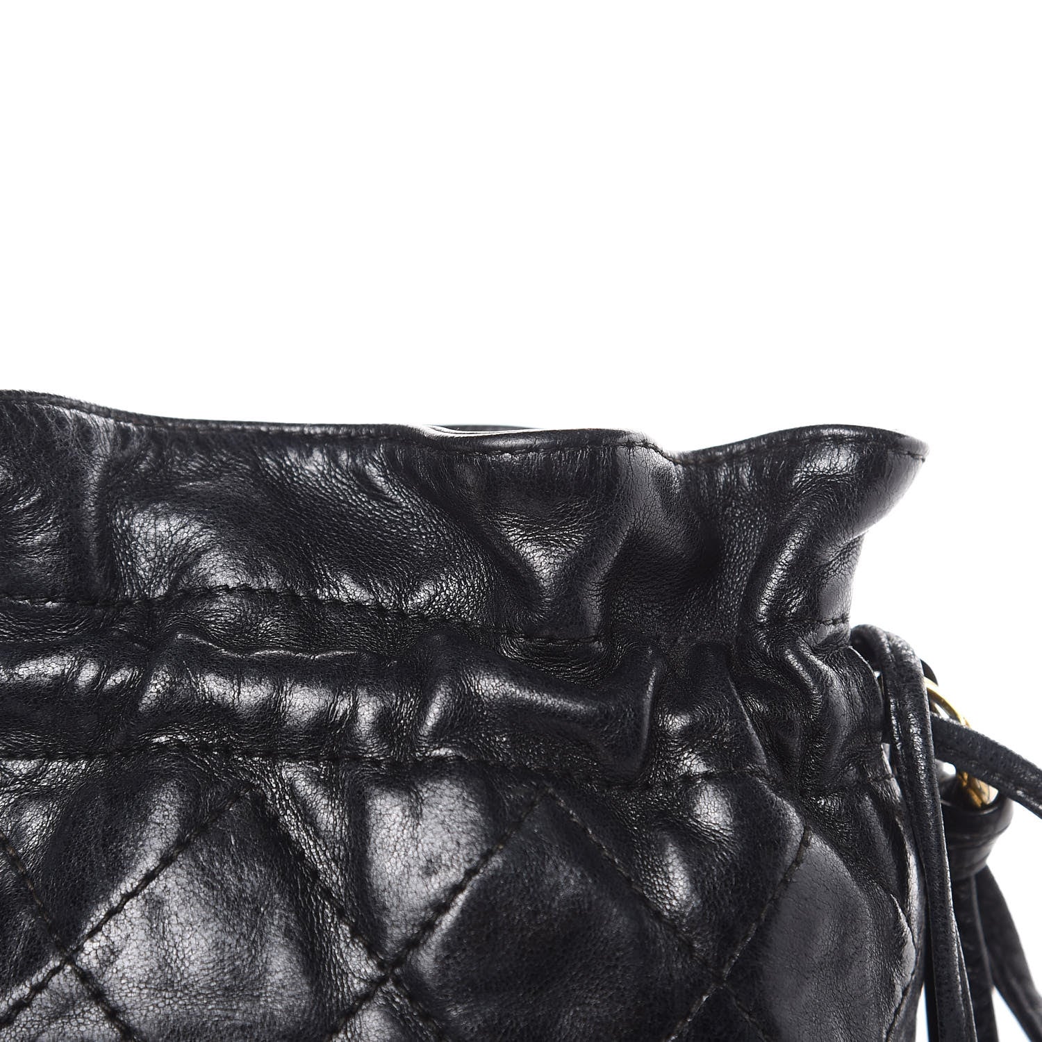 Chanel Lambskin Tassel Drawstring Pouch Bag Black 11 of 14