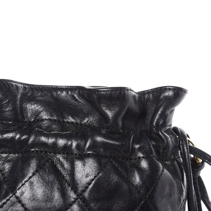 Chanel Lambskin Tassel Drawstring Pouch Bag Black 11 of 14