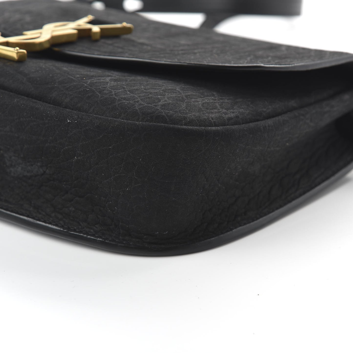 Crocodile Embossed Monogram Nubuck Medium Kaia Satchel Black