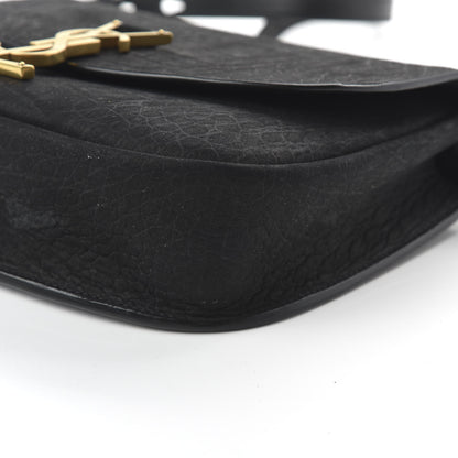 Saint Laurent Crocodile Embossed Monogram Nubuck Medium Kaia Satchel Black 8 of 12