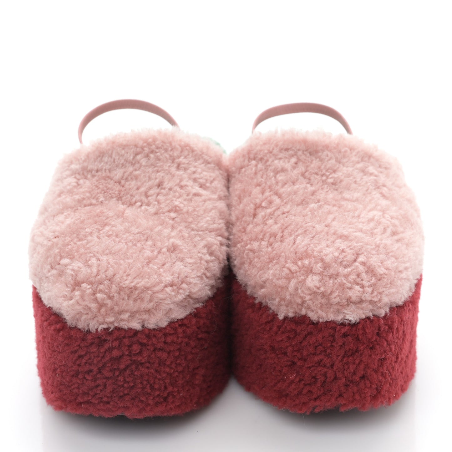Shearling Platform Mules 36.5 Rose Green Red