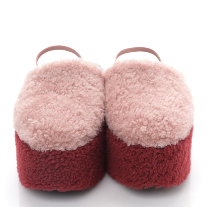 Fendi Shearling Platform Mules 36.5 Rose Green Red 2 of 7