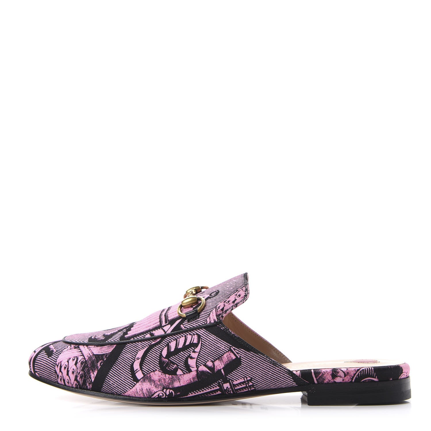 Gucci Silk Satin Saint Romain Womens Princetown Slippers 36.5 Pink Black 1 of 10