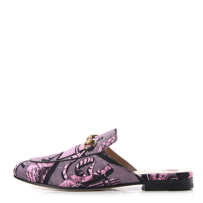 Gucci Silk Satin Saint Romain Womens Princetown Slippers 36.5 Pink Black 1 of 10
