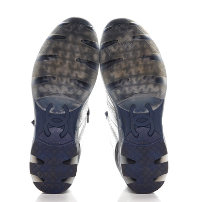 Chanel Metallic Crackled Calfskin CC Sneakers 40 Silver 5 of 9