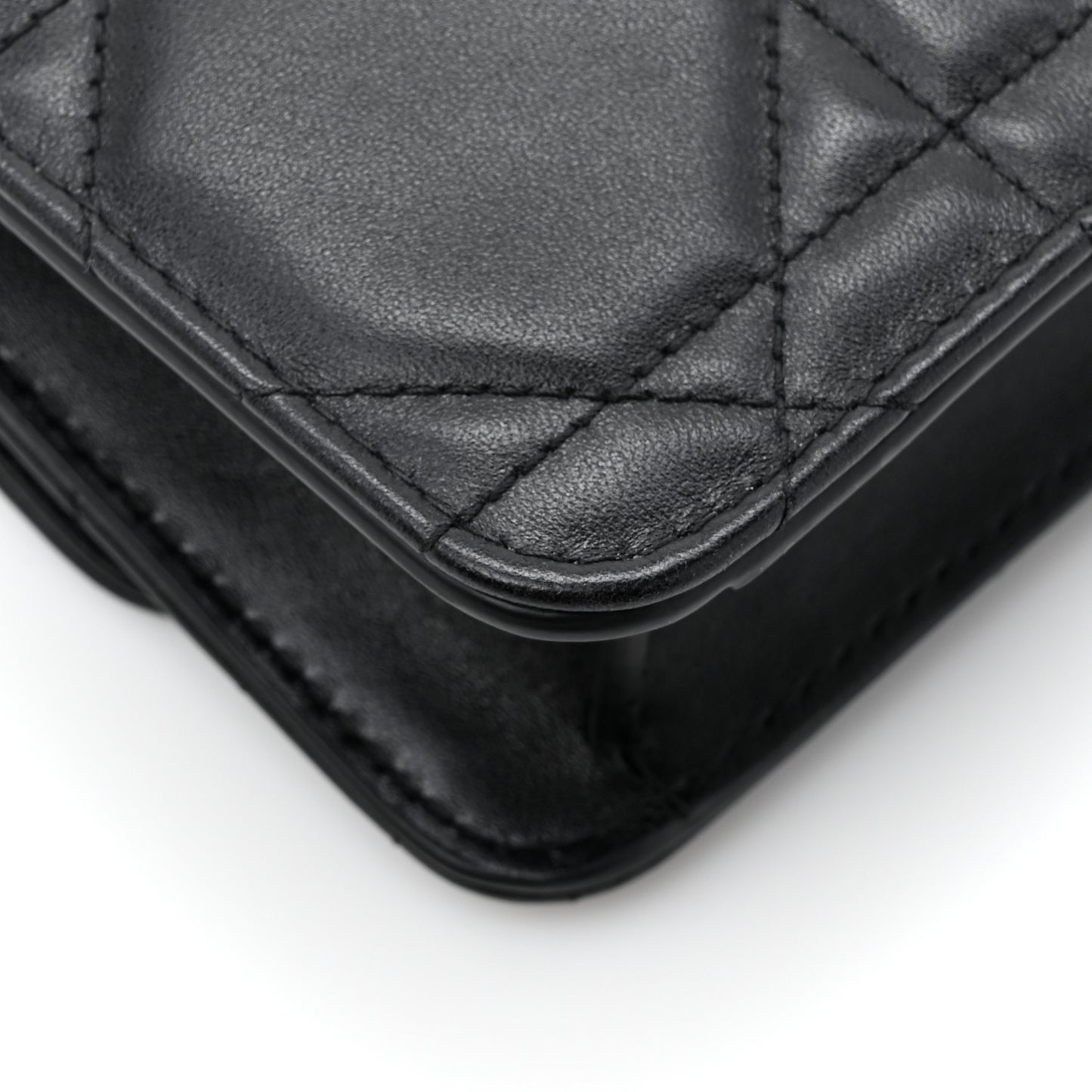 Lambskin Macrocannage Miss Caro Pouch With Chain Black