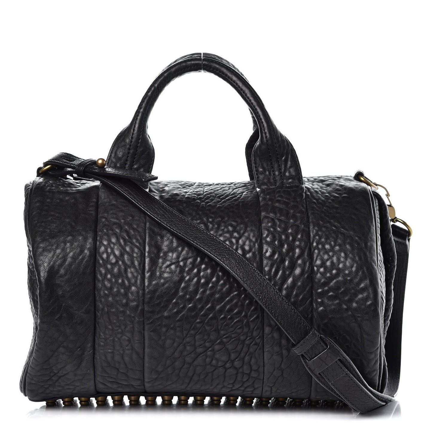 Pebbled Lambskin Rocco Black Antique Brass Hardware