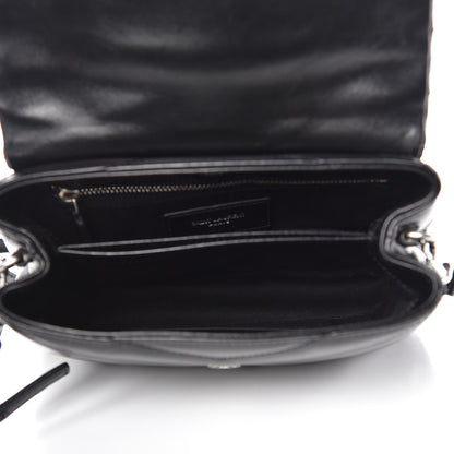 Saint Laurent Calfskin Y Quilted Monogram Toy Loulou Crossbody Bag Black 5 of 11