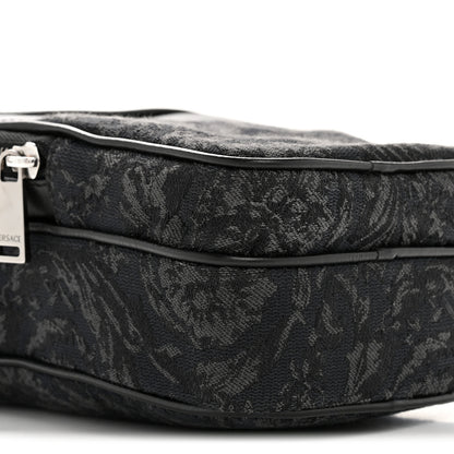 Versace Fabric Jacquard Calfskin Small Barocco Crossbody Bag Black 8 of 11