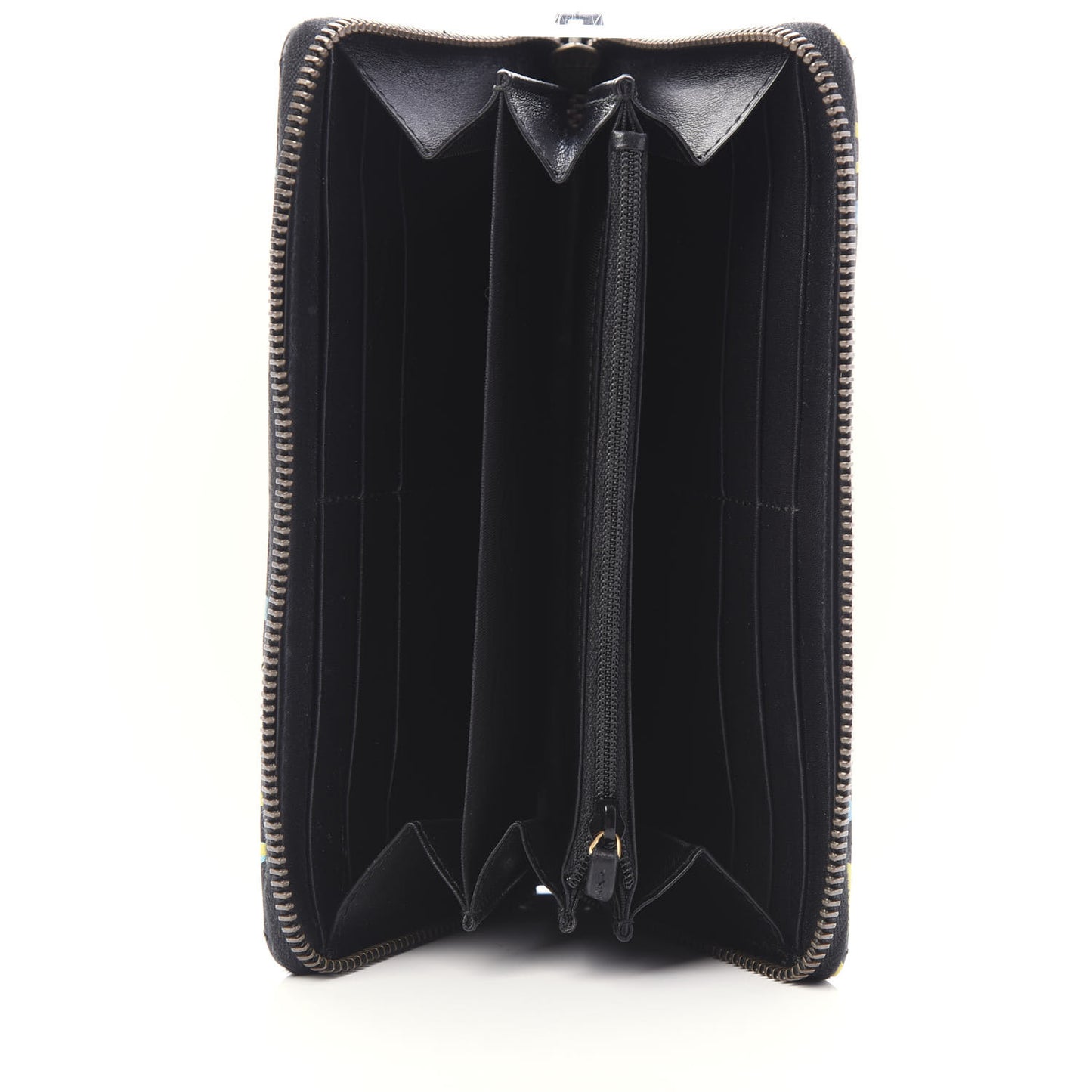 Calfskin Matelasse GucciGhost GG Marmont Zip Around Wallet Black New Acquamarine