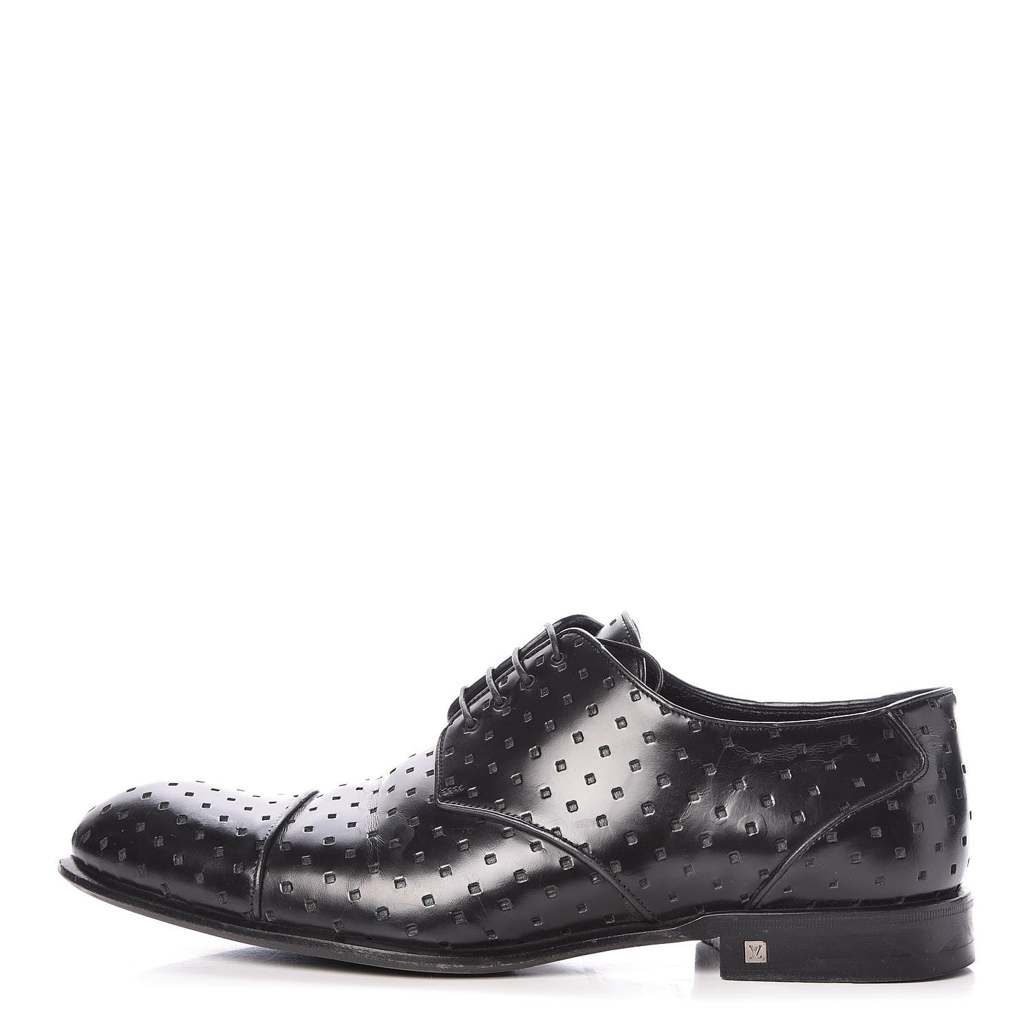 Louis Vuitton Calfskin Mens Mulholland Derby Lace Up Shoes 8 Black 1 of 13