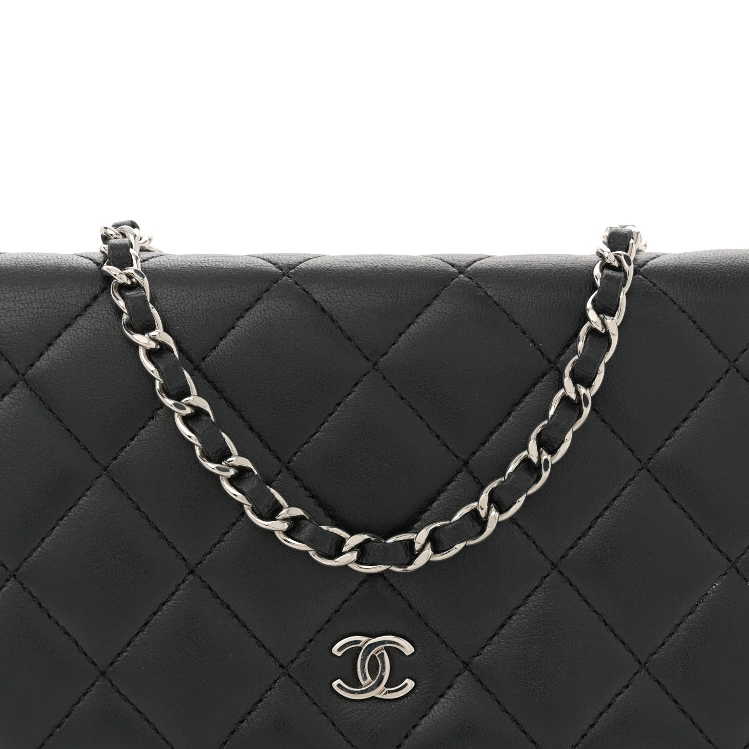 Chanel Lambskin Quilted Wallet On Chain WOC Black 8 of 14