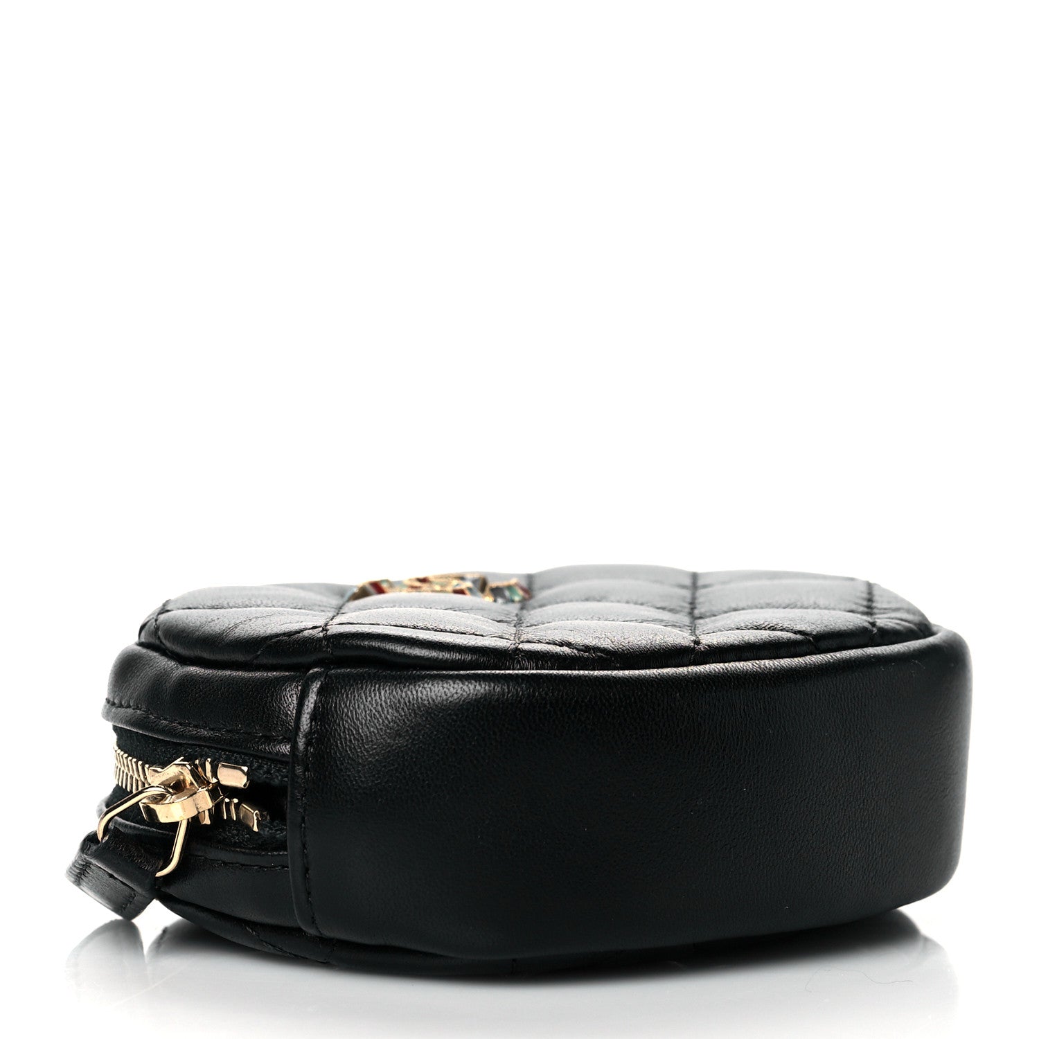 Chanel Lambskin Enamel Quilted Zip Around Classic Coin Purse Black 4 of 9