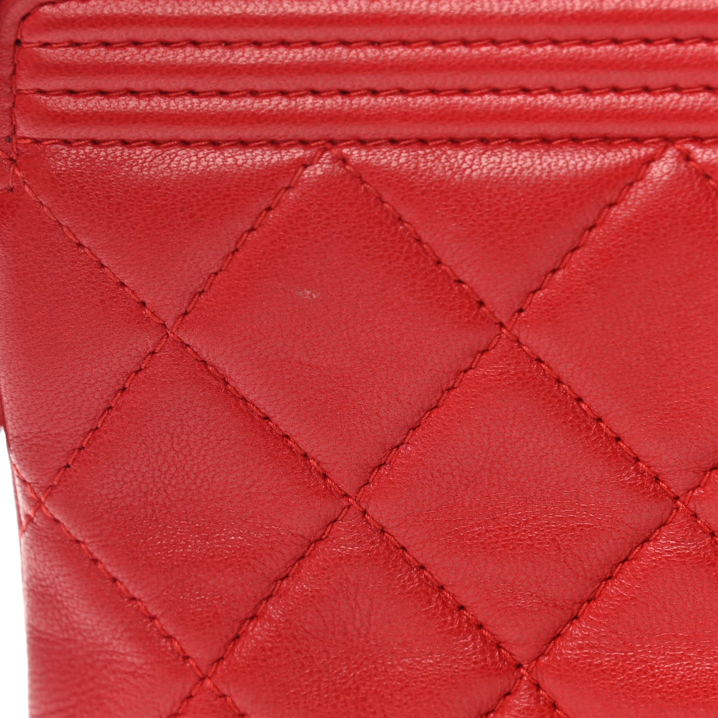 Lambskin Quilted Small Zipped Boy Pouch Red