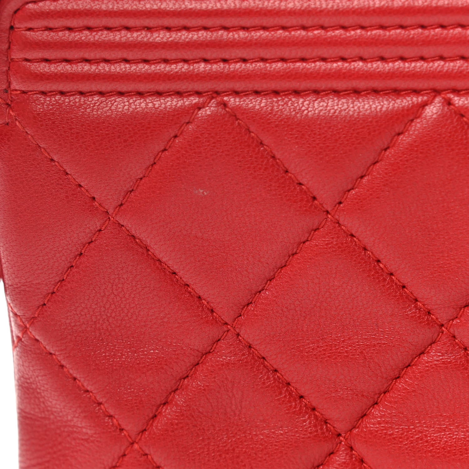 Chanel Lambskin Quilted Small Zipped Boy Pouch Red 13 of 14