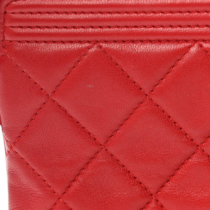 Chanel Lambskin Quilted Small Zipped Boy Pouch Red 13 of 14