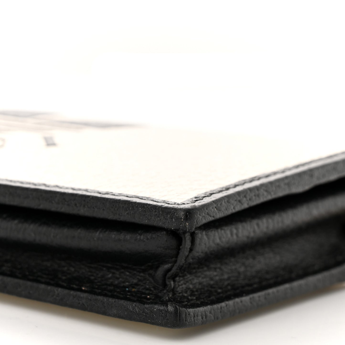X ADIDAS Textured Dollar Calfskin Trefoil Embossed Wallet On Chain Off White Black