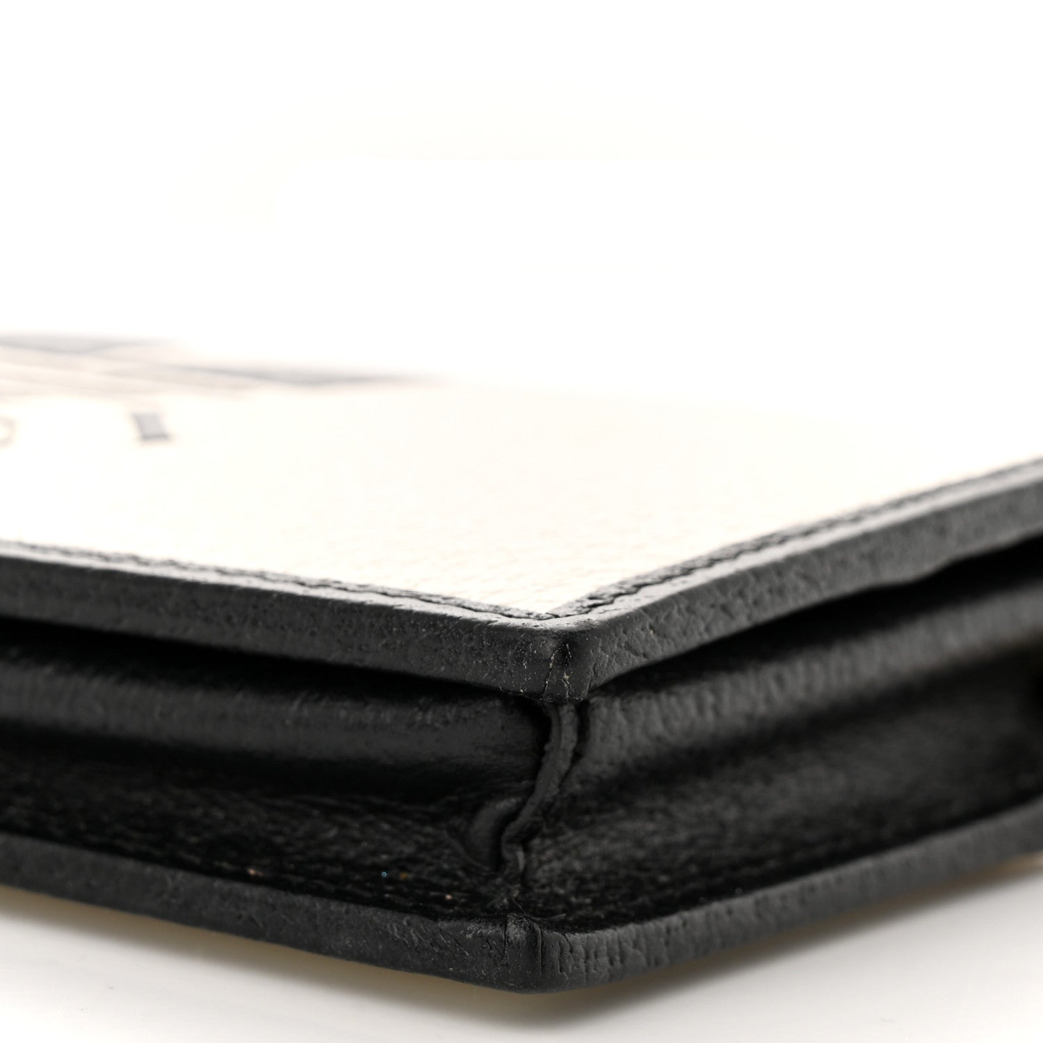 Gucci X ADIDAS Textured Dollar Calfskin Trefoil Embossed Wallet On Chain Off White Black 10 of 17
