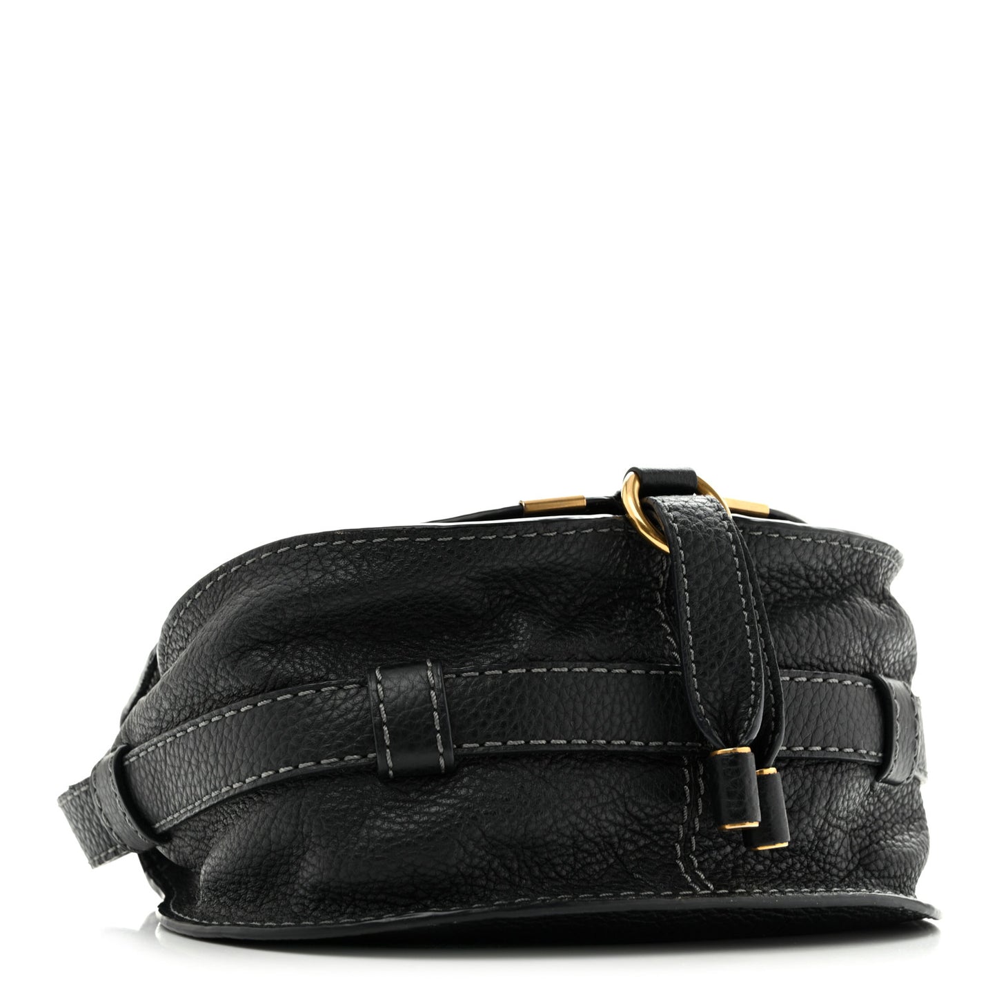 Grained Calfskin Small Marcie Saddle Bag Black