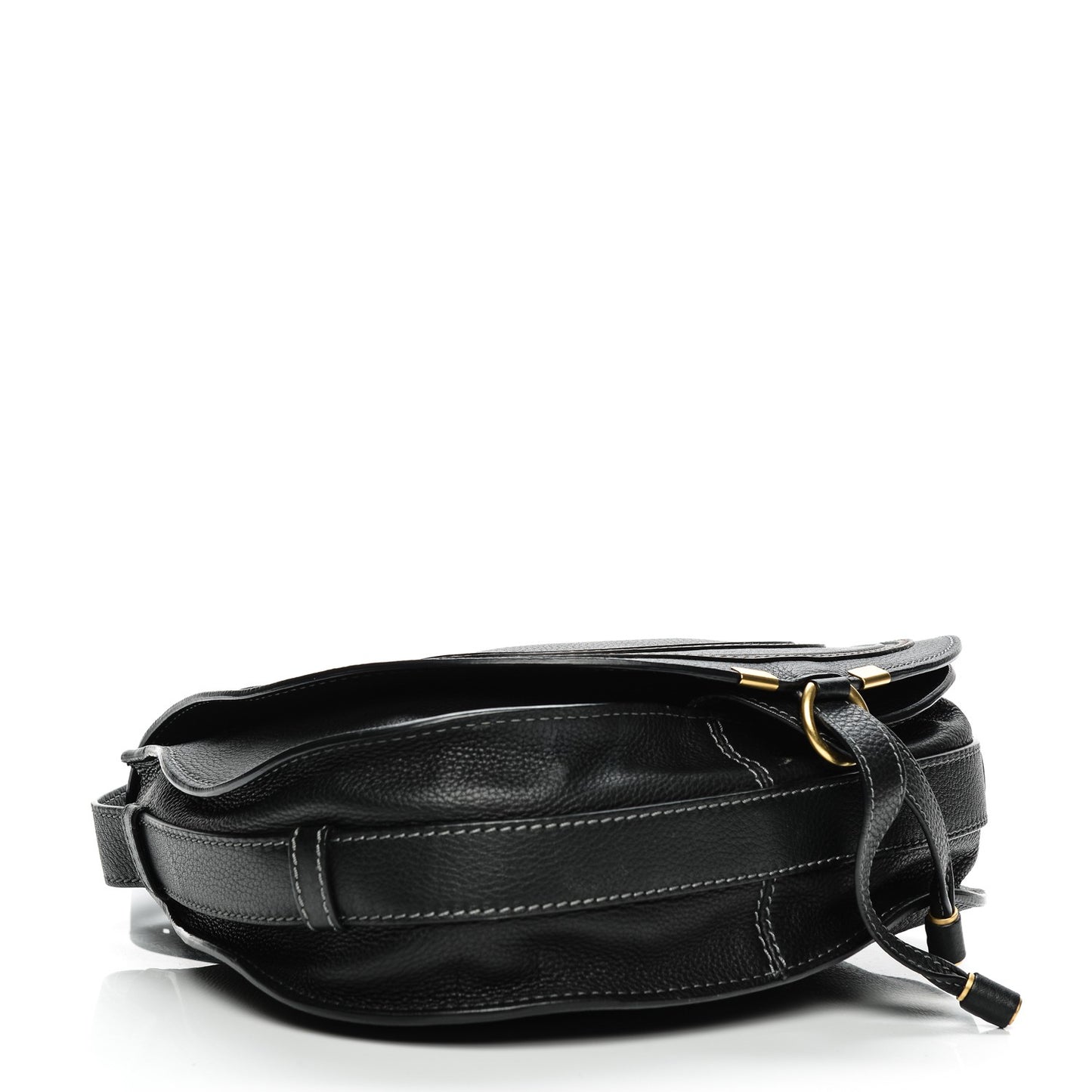 Calfskin Medium Marcie Round Crossbody Bag Black