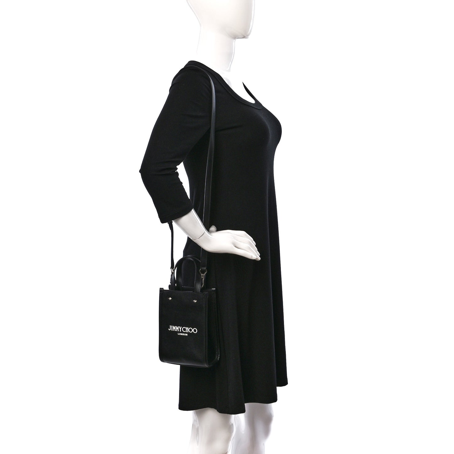 Smooth Calfskin Logo Mini Tote Black White