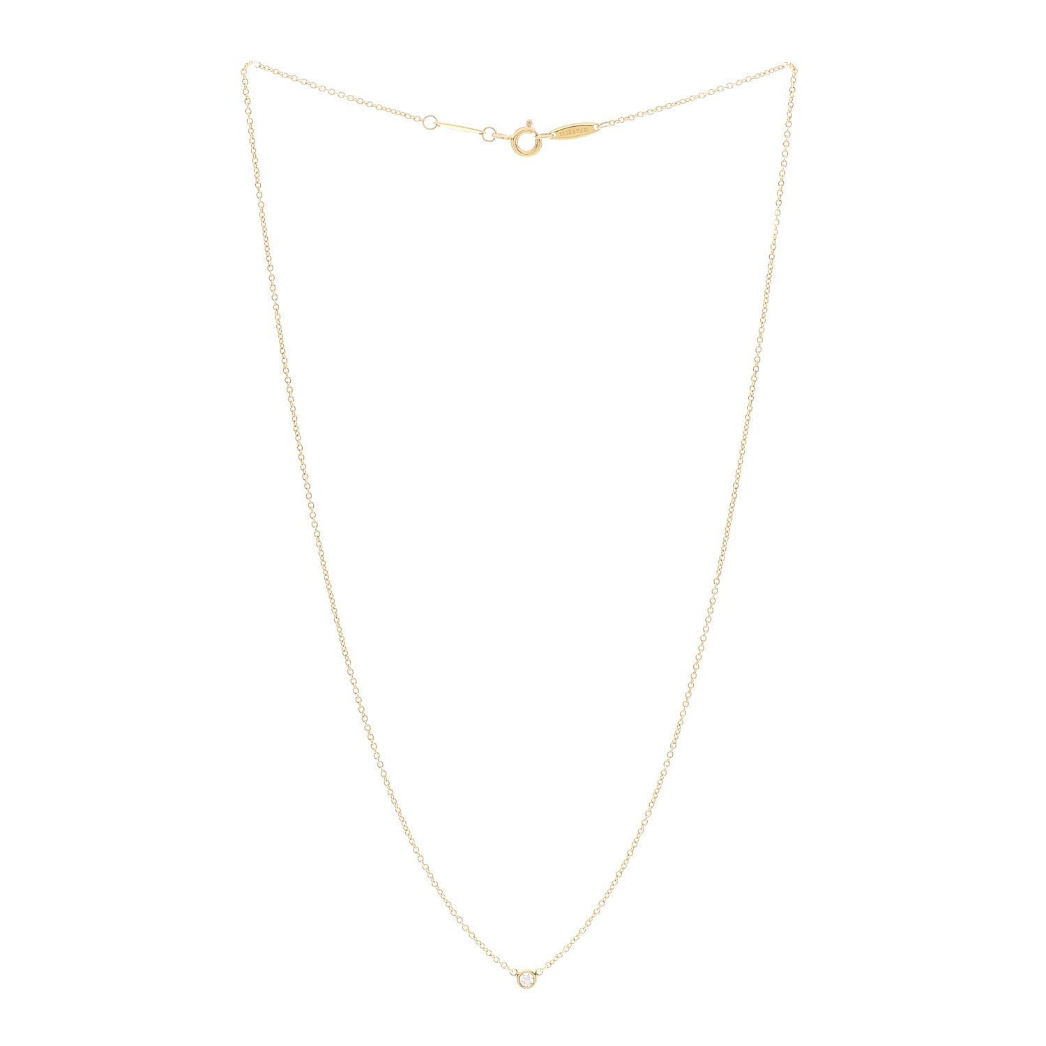 Tiffany 18K Yellow Gold Diamond .05ct Elsa Peretti Diamonds by the Yard Pendant Necklace 3 of 5