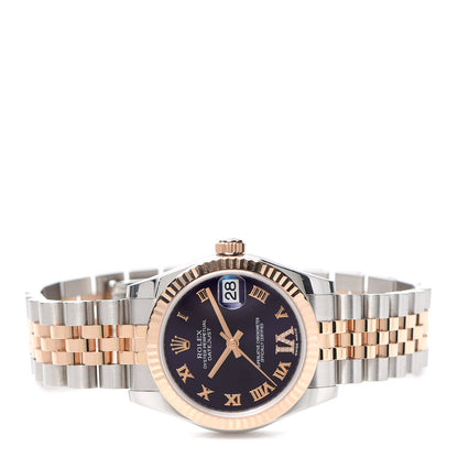 Rolex Stainless Steel 18K Everose Gold Diamond 31mm Oyster Perpetual Datejust Watch Aubergine Roman 178271 2 of 6