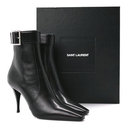 Saint Laurent Goatskin Crystal Buckle Claude 90 Ankle Booties 39.5 Black 9 of 9