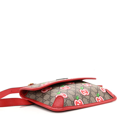 Gucci GG Supreme Monogram Apple Interlocking G Belt Bag Beige Multicolor Lobster Red 4 of 10