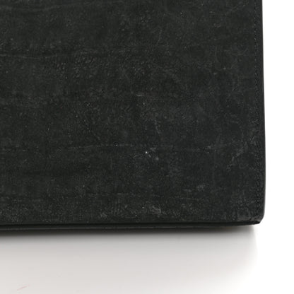 Saint Laurent Nubuk Crocodile Embossed Mini Classic Monogram Cassandra Top Handle Black 12 of 13