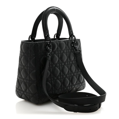 Christian Dior Ultra Matte Calfskin Cannage Medium Lady Dior Black 3 of 9
