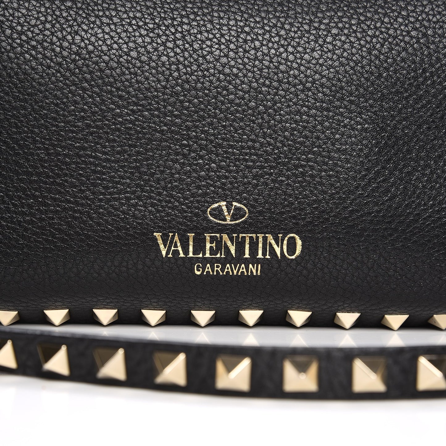 Grained Calfskin Small Rockstud Tote Black