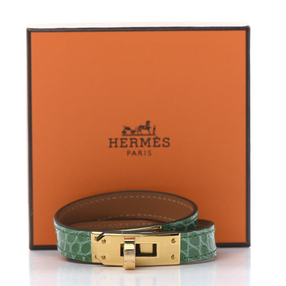 Hermes Shiny Alligator Kelly Double Tour Bracelet Cactus 6 of 6