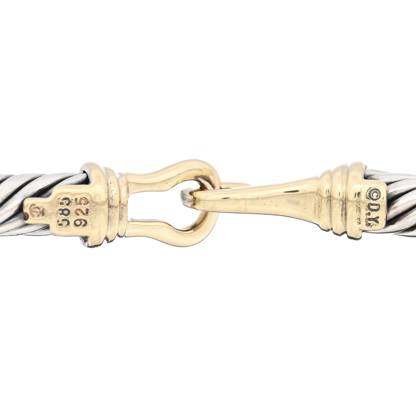 Sterling Silver 14K Yellow Gold 5mm Cable Classic Buckle Bracelet