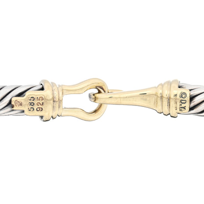 David Yurman Sterling Silver 14K Yellow Gold 5mm Cable Classic Buckle Bracelet 3 of 3