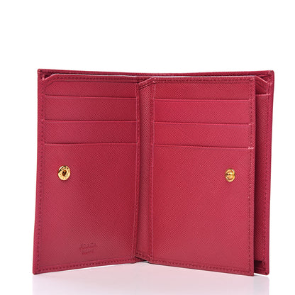 Prada Saffiano Metal Bi-Fold Wallet Ibisco 5 of 9